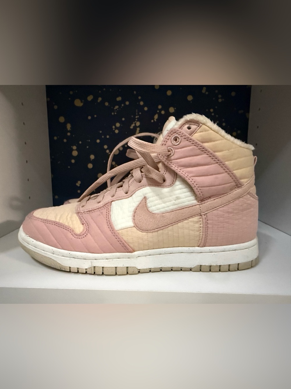 Nike High-Top Sneakers in Blush Pink and Cream - Picture 1 of 8